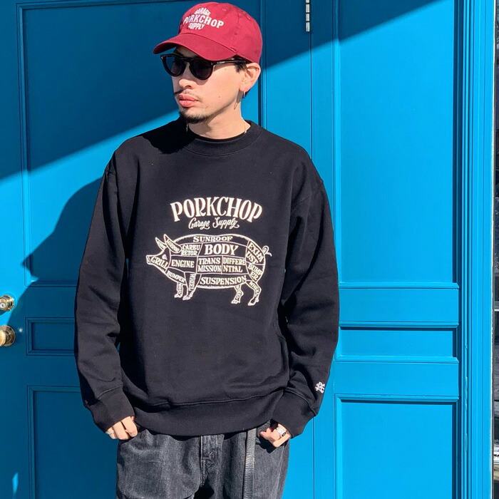 Pork Chop Garage Supply スウェット ネイビー ポークチョップ PORKCHO
