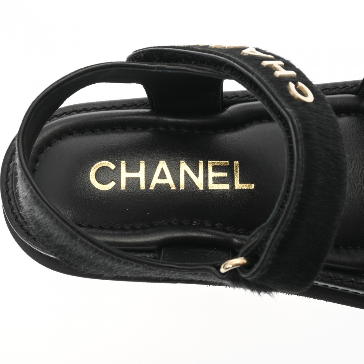 楽天市場】シャネル CHANEL サンダル #37C ブラック/ゴールド/ゴールド