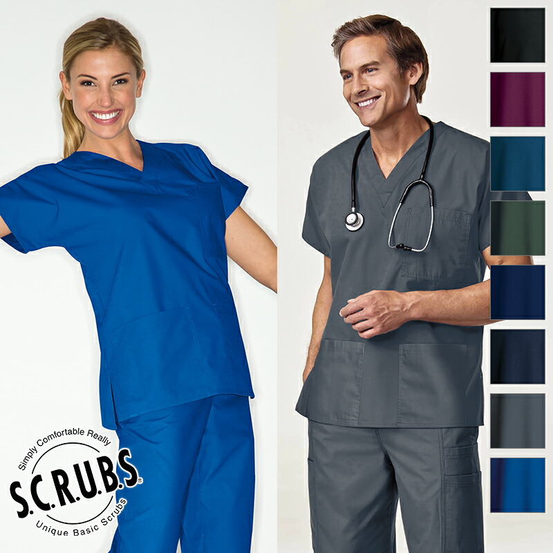 楽天市場】白衣 3ポケットスクラブ [男女兼用] Z1004 S.C.R.U.B.S