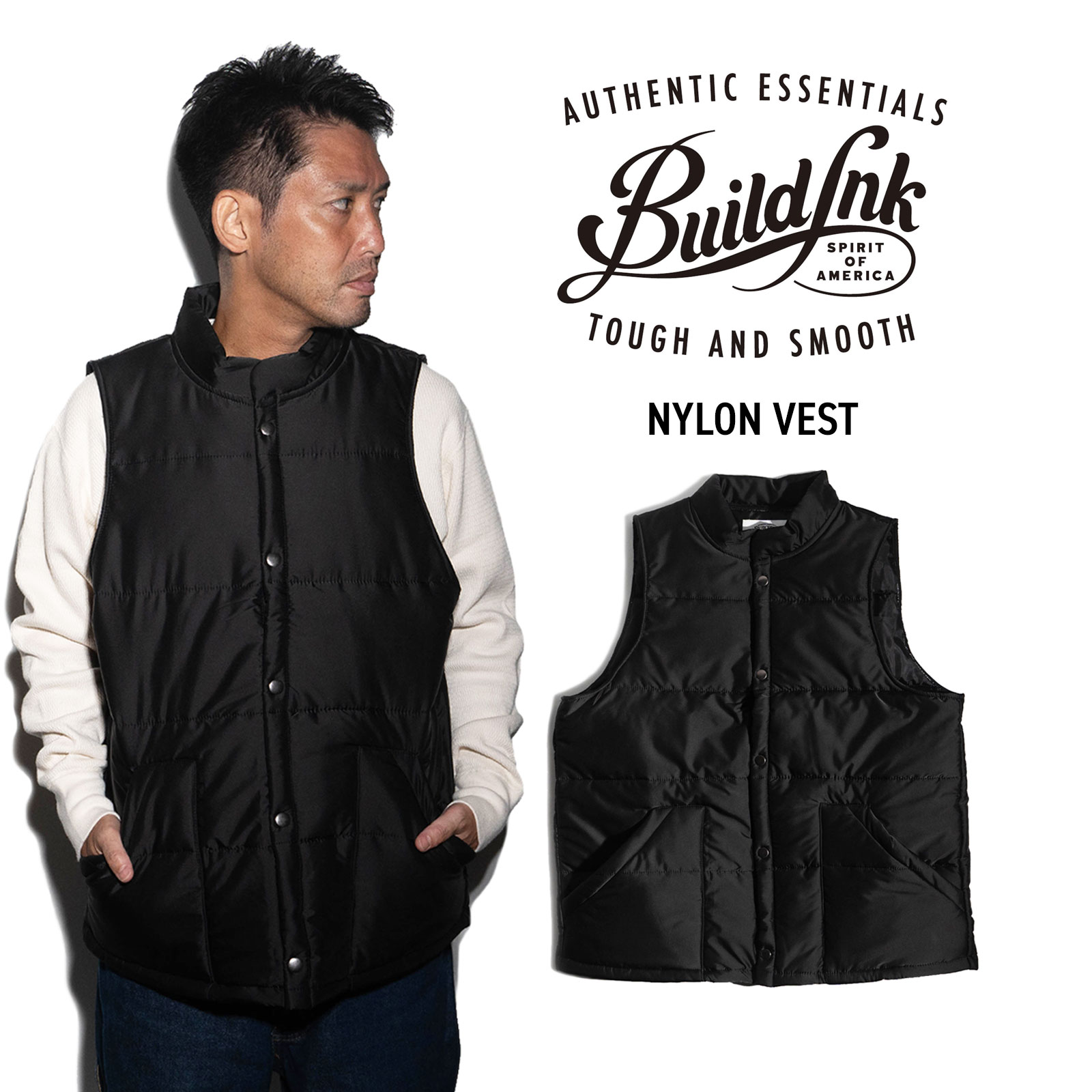 楽天市場】ビルドインク BUILDINK ナイロンベスト ｜ メンズ M-XL 無地