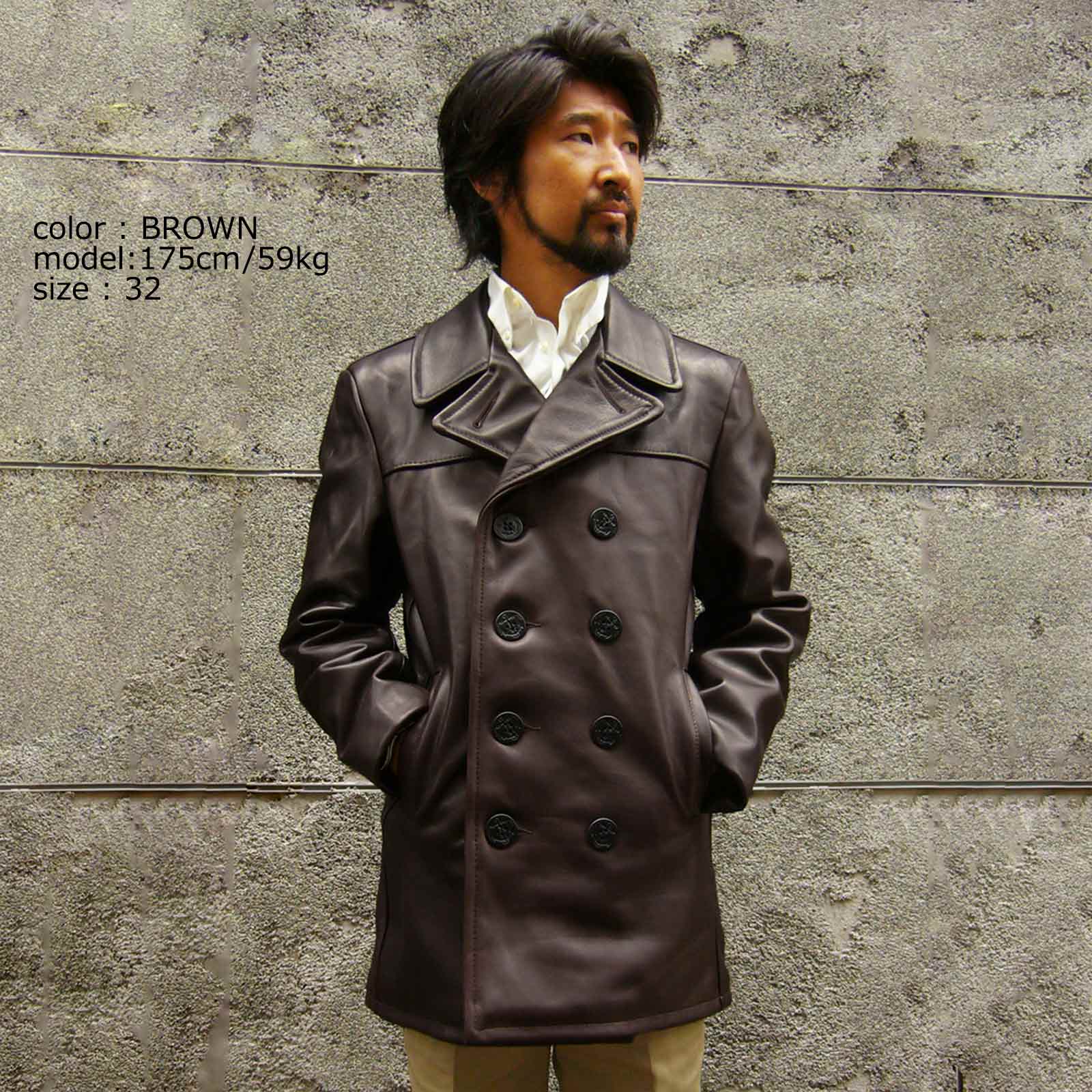 楽天市場】ショット SCHOTT 140 メンズ レザー ダブル ピーコート BIG