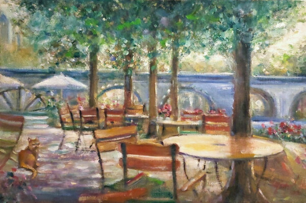 楽天市場】絵画 「木漏れ日のレストラン」 油彩画 油絵 原画 風景画 P6