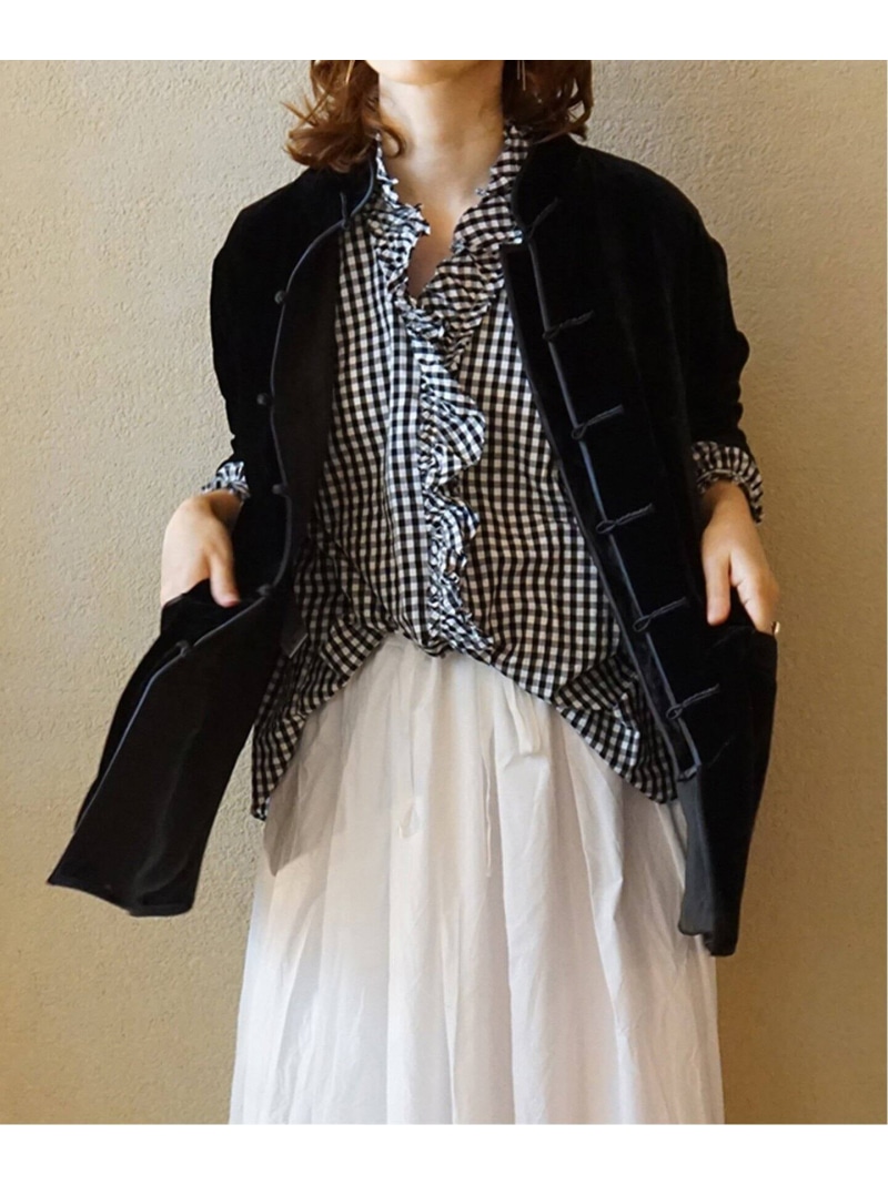 楽天市場】《追加》ギンガム フリルブラウス(BLK) journal standard