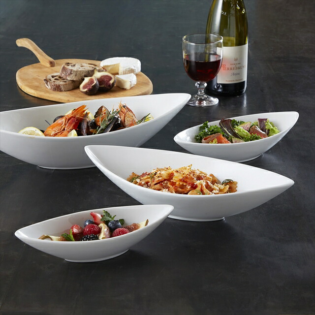 楽天市場】ディープ カヌーボウル L 30cm 700cc ホワイト 舟形 カレー