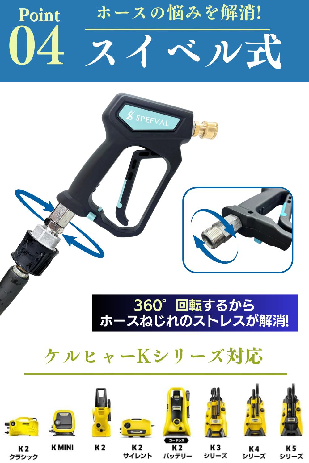 楽天市場】SPEEVAL ショートガン 高圧洗浄ノズル スイベル付き