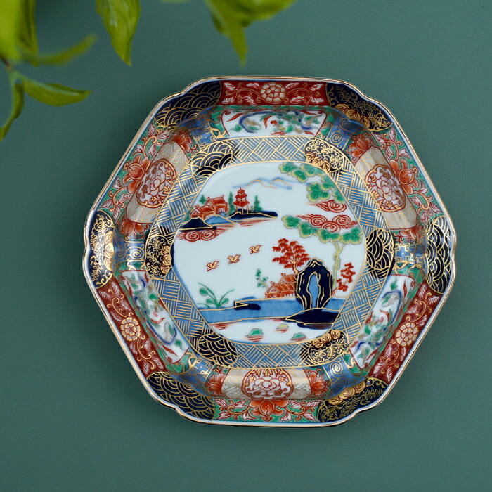 楽天市場】有田焼 復刻古伊万里 錦色絵六角焼皿18cm 【全国送料無料