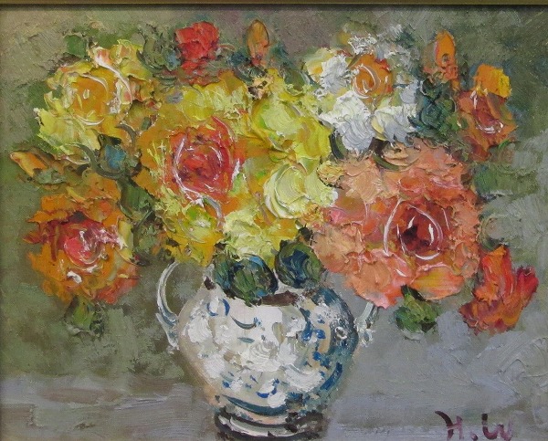 楽天市場】「薔薇」渡部ひでき（F3サイズ油彩画[油絵]（直筆油彩画