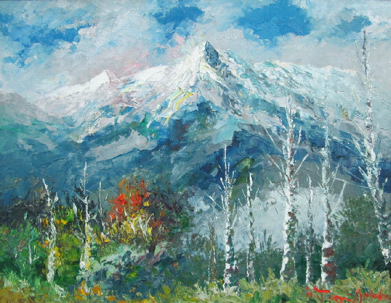 楽天市場】「穂高連峰」谷口春彦 F6サイズ油彩画[油絵]・日本風景画