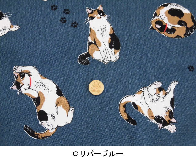 楽天市場】オックス生地 くつろぎ猫 AP52108－2 手書き風 ねこ