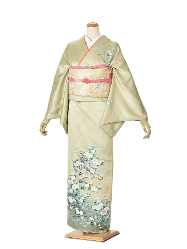 楽天市場】【レンタル】訪問着 レンタル フルセット 正絹 緑着物 結婚