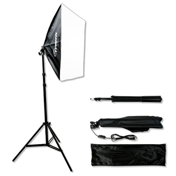 楽天市場】撮影照明 60x60cm ソフトボックス 1灯 撮影ライト スタンド