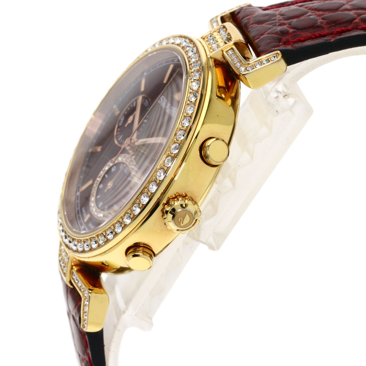 楽天市場】スワロフスキー ラウンドフェイス 腕時計 GP/革 メンズ