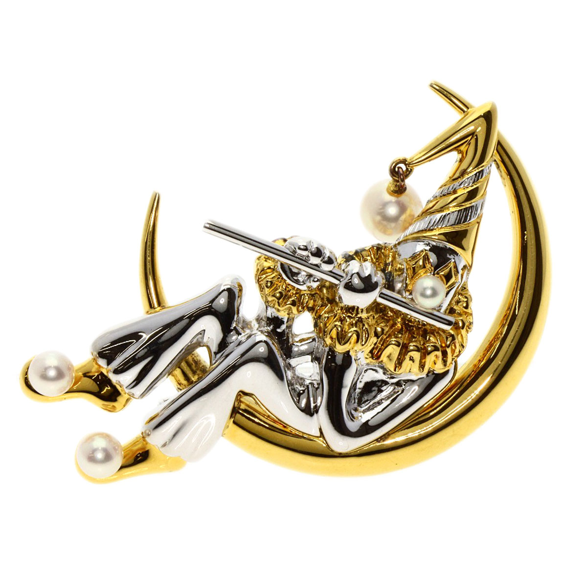 楽天市場】ミキモト ピエロモチーフ パール 真珠 ブローチ シルバー/GP