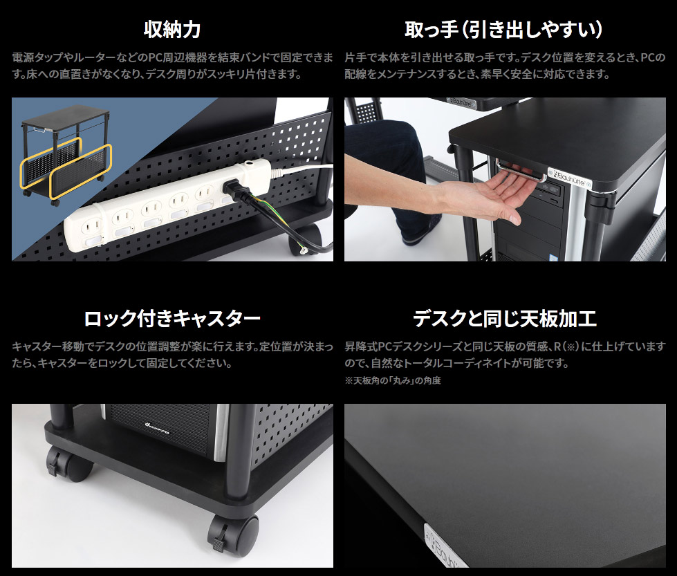 楽天市場】バウヒュッテ 天板昇降式デスク サイドデスク ラックワゴン