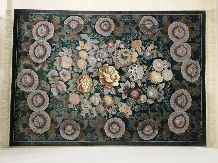 楽天市場】【中国段通 シルク 約3畳用】「菊」絨毯(じゅうたん