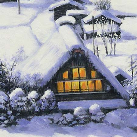 楽天市場】絵画 油絵 雪の白川郷 （原田信夫） 送料無料 【肉筆