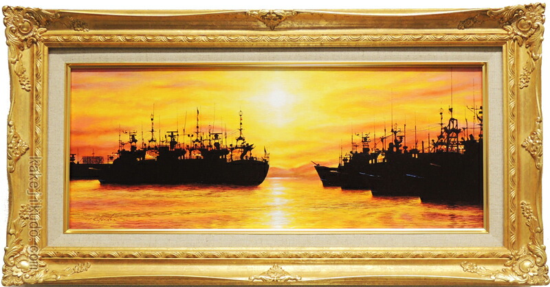 油彩画 Tuan 船と風景の絵画 フレーム付き 油彩画 Tuan 船と風景の絵画
