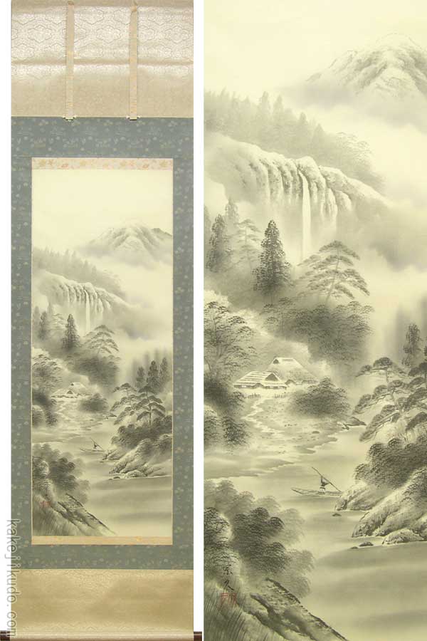 楽天市場】掛け軸 水墨山水 (山下宗久) （掛軸小物なし） 送料無料