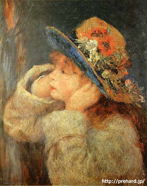 楽天市場】ルノワール 絵画 野の花の帽子をかぶった少女 F8号 送料無料