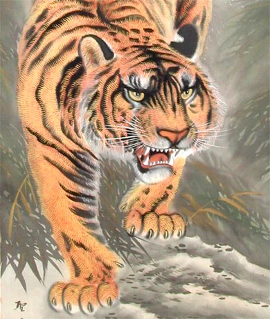 虎の掛け軸 龍山 虎の掛け軸 龍山