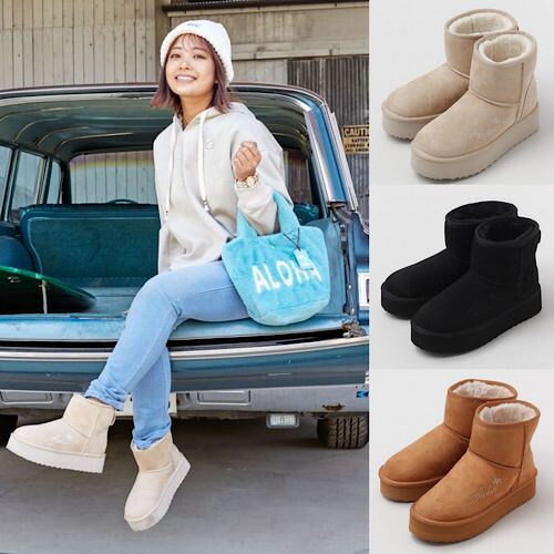 楽天市場】○o。ハワイアン ALOHA ロゴ 刺繍入り ムートンショート