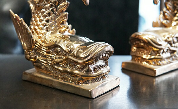 楽天市場】鯱【シャチホコ一対21cm】 [ 金鯱 金シャチ 瓦の鯱 金の鯱