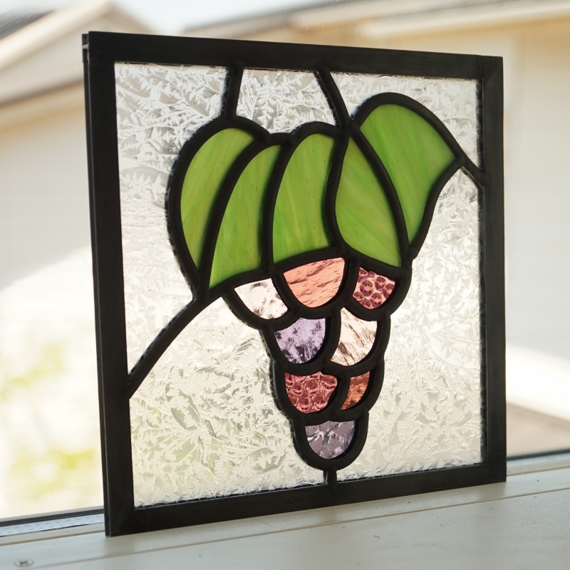 楽天市場】ステンドグラス パネル 住宅用 ブドウ 18cm×18cm【ステンド