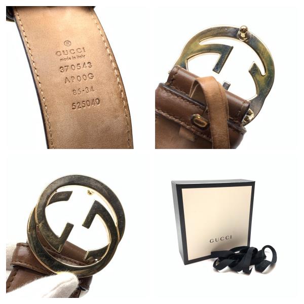楽天市場】GUCCI グッチ 370543 レザー ベルト インターロッキング GG