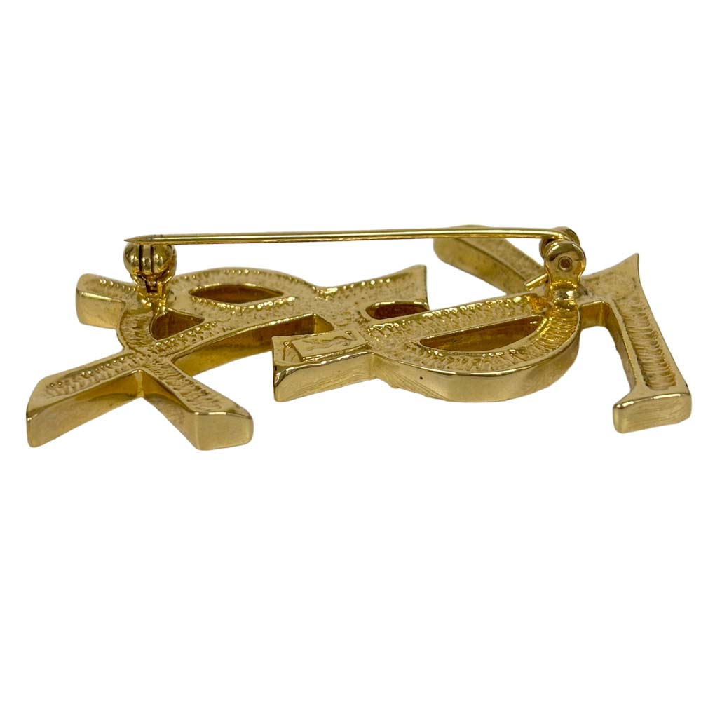 楽天市場】【美品】イヴ・サンローラン ラインストーンブローチ YSL