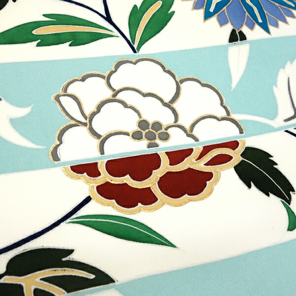 楽天市場】塩瀬名古屋帯 京友禅 仕立て付き 水色 正絹 染め帯 お茶会