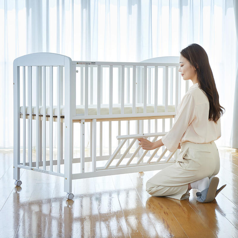 楽天市場】ベビーベッド ハイタイプ 木製 キャスター付き プチホワイト