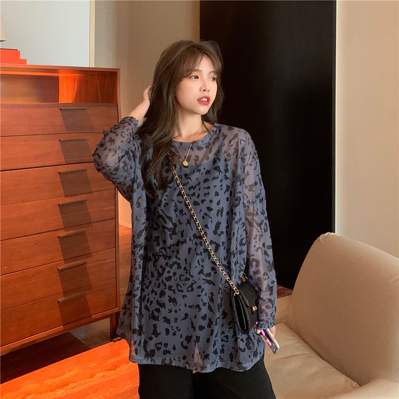 楽天市場】レオパード柄 シースルー ブラウス シャツ シアーブラウス