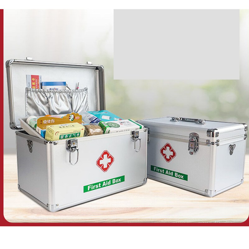 楽天市場】救急箱 薬箱 アルミ合金製 シルバー 大容量 手提げ 小物入れ
