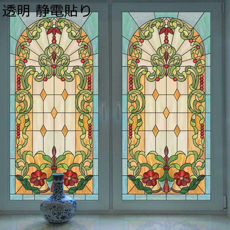 楽天市場】ガラスシート 花柄窓フィルム 網ガラス 花柄 教会絵柄