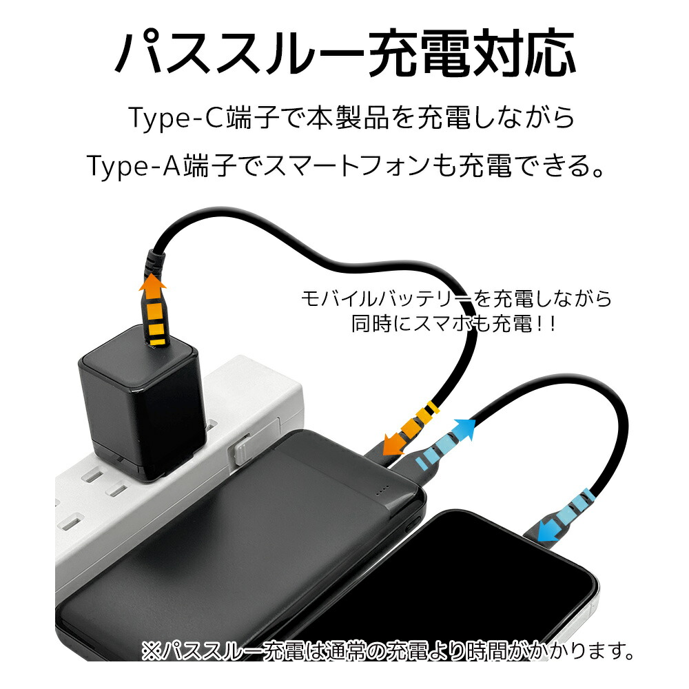 楽天市場】モバイルバッテリー 10000mAh 3ポート タイプC タイプA 2.4