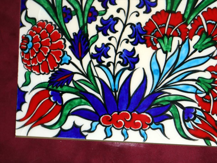 楽天市場】手書きタイル トルコ陶器 1枚額 H30×W30×D1.5cm
