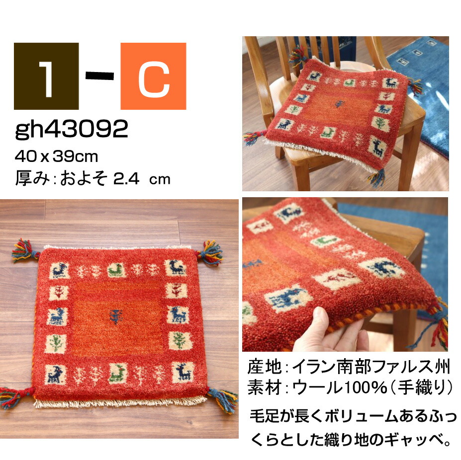 ペルシャ絨毯 ギャッベ 座布団 手織り イラン(113) ペルシャ絨毯