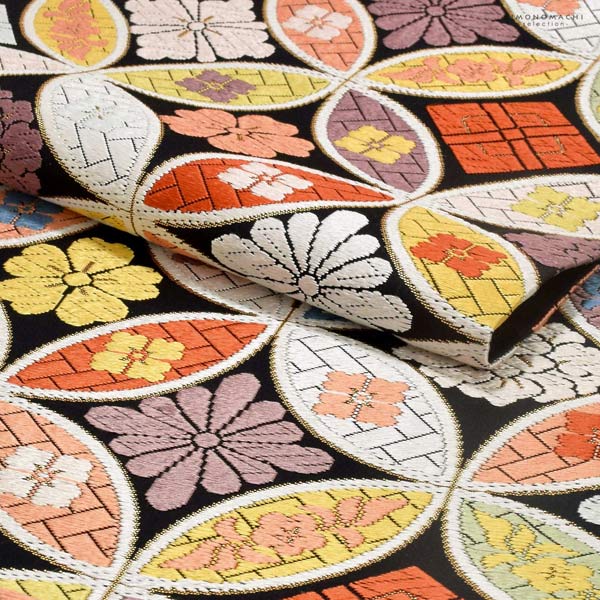 楽天市場】西陣織 袋帯 単品 お仕立て上がり「黒色 七宝花文」河合美術