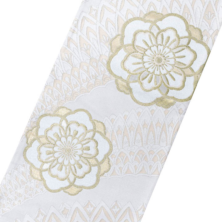 楽天市場】振袖 袋帯 単品「白×生成り色、金 唐花」六通柄 日本製 お