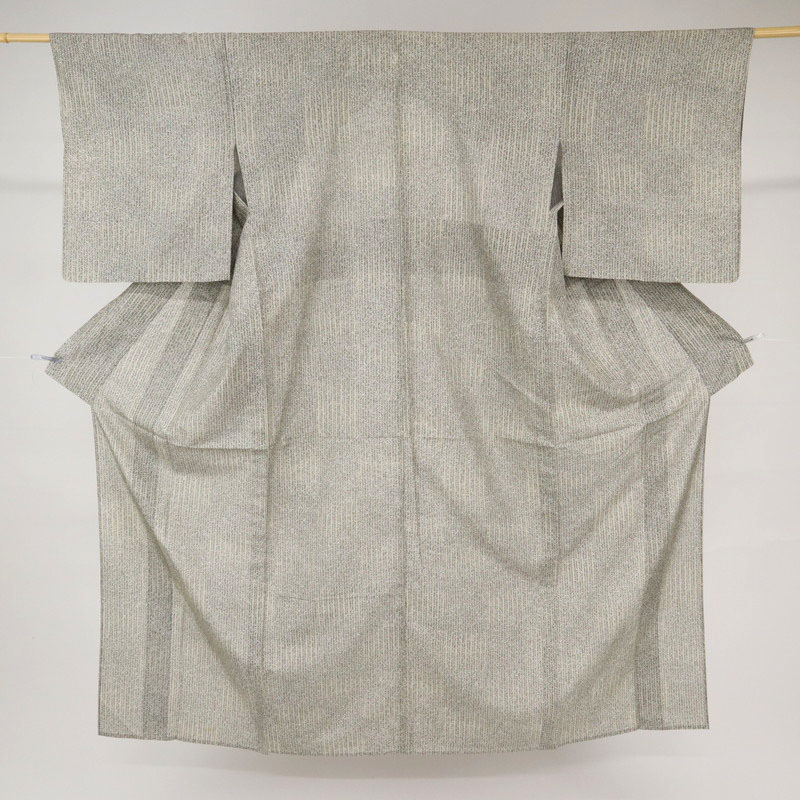 楽天市場】【中古】夏着物 『牛首紬』 白山工房 叩き染め縞市松