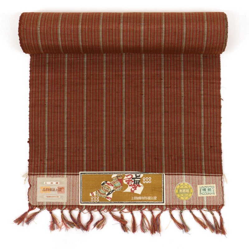 楽天市場】反物 希少 『上田紬』 縞模様 赤茶色 証紙有 カジュアル