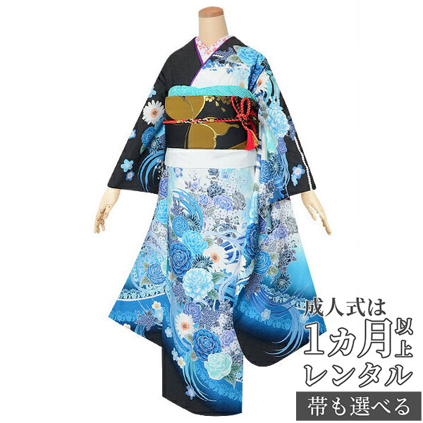 楽天市場】【成人式 振袖 レンタル】RS1514白青 バラとパールフル