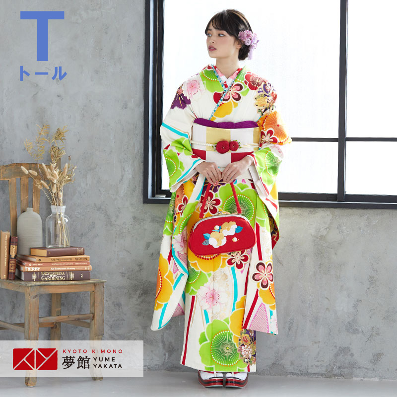 楽天市場】【成人式 振袖 レンタル】RS1770 正絹 白 立涌に桜楓（絹