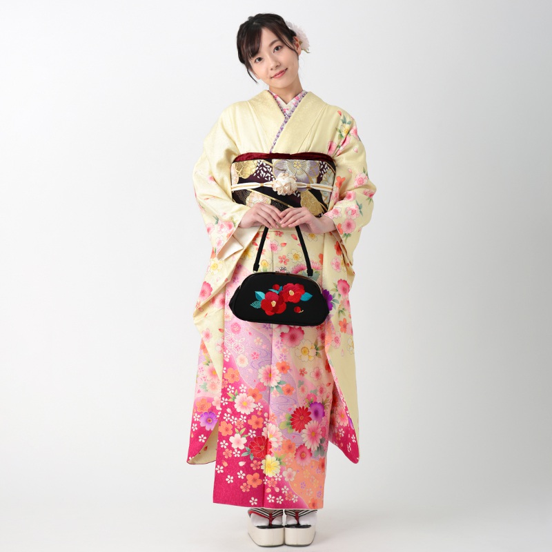 楽天市場】【成人式 振袖 レンタル】RS1157 正絹 薄黄 桜と