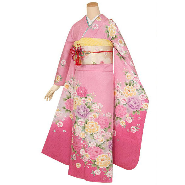 楽天市場】【成人式 振袖 レンタル】RS1388 正絹 ピンク 牡丹と八重桜