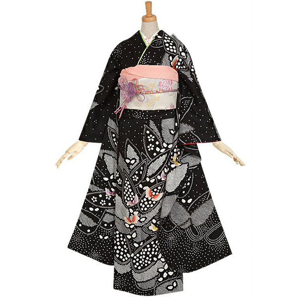 楽天市場】成人式早割クーポン10％オフ【振袖 レンタル】RS710 正絹 黒