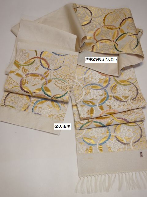楽天市場】丸勇謹製 礼装用袋帯 唐織つづれ袋帯 六通柄 変わり雪輪と桜