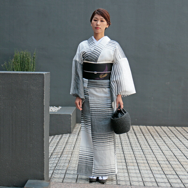 楽天市場】夏物 本麻着物 Chrome「波紋」白色」サイズオーダー 浴衣