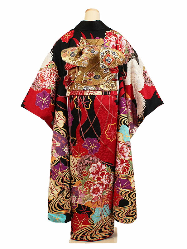 楽天市場】【レンタル】【振袖レンタル Kansai 山本寛斎 黒流水飛翔鶴