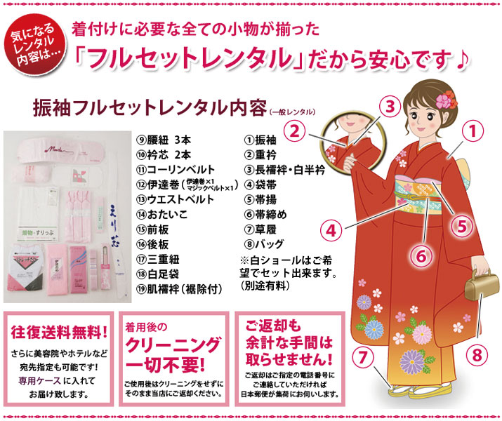楽天市場】【レンタル】振袖レンタル19点フルセット【LLサイズ
